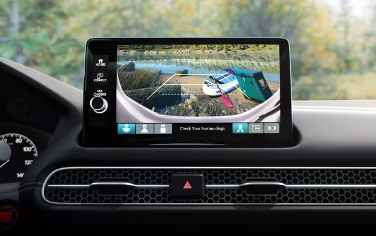 2027 Honda HR-V EX-L close up of the Multi-Angle Rearview Camera display (Subcompact Crossover SUV). 2027 Honda HR-V EX-L close up of the Multi-Angle Rearview Camera display (Subcompact Crossover SUV).